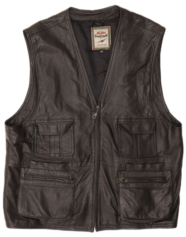 Мужской кожаный жилет Lindbergh UK 44 2XL, черный