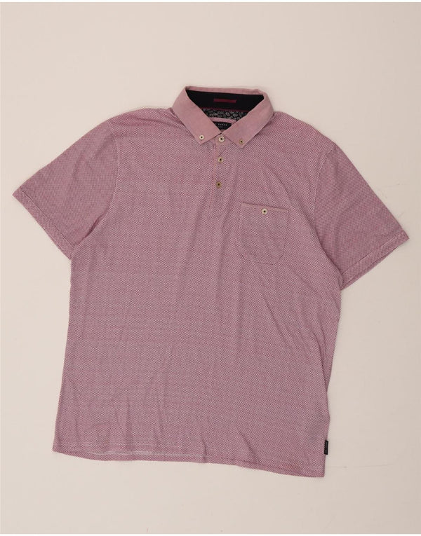 Мужская рубашка-поло Ted Baker, размер 6, 2XL, розовый хлопок с геометрическим рисунком
