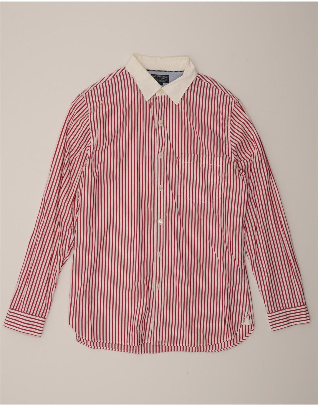 RALPH LAUREN Mens Shirt Large Red Pinstripe Cotton