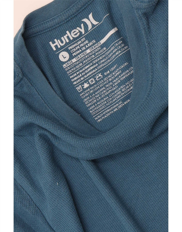 Hurley Мужской топ премиум-класса с длинными рукавами, большой синий хлопок