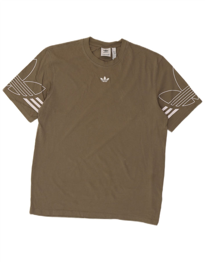 Мужская футболка Adidas с рисунком, средний цвет, хаки, хлопок
