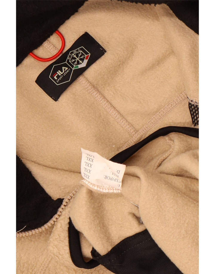 Мужская флисовая куртка Fila UK 44 2XL бежевого цвета с цветными блоками