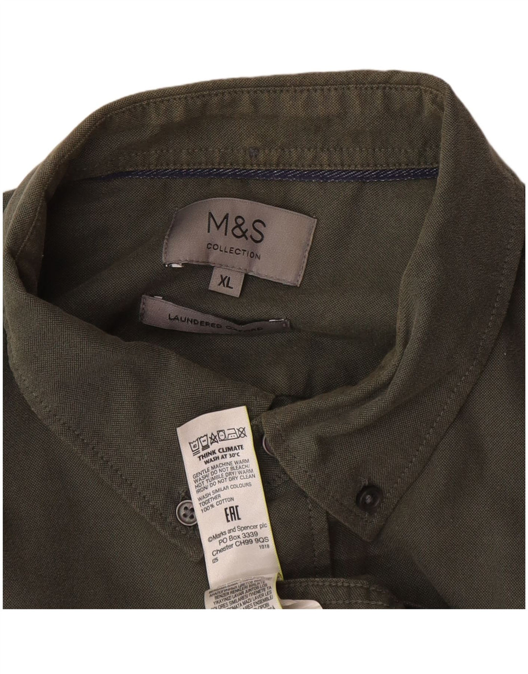 Мужская рубашка Marks & Spencer XL, цвет хаки, хлопок