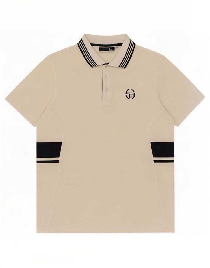 Мужская рубашка-поло Sergio Tacchini среднего белого цвета с цветными блоками