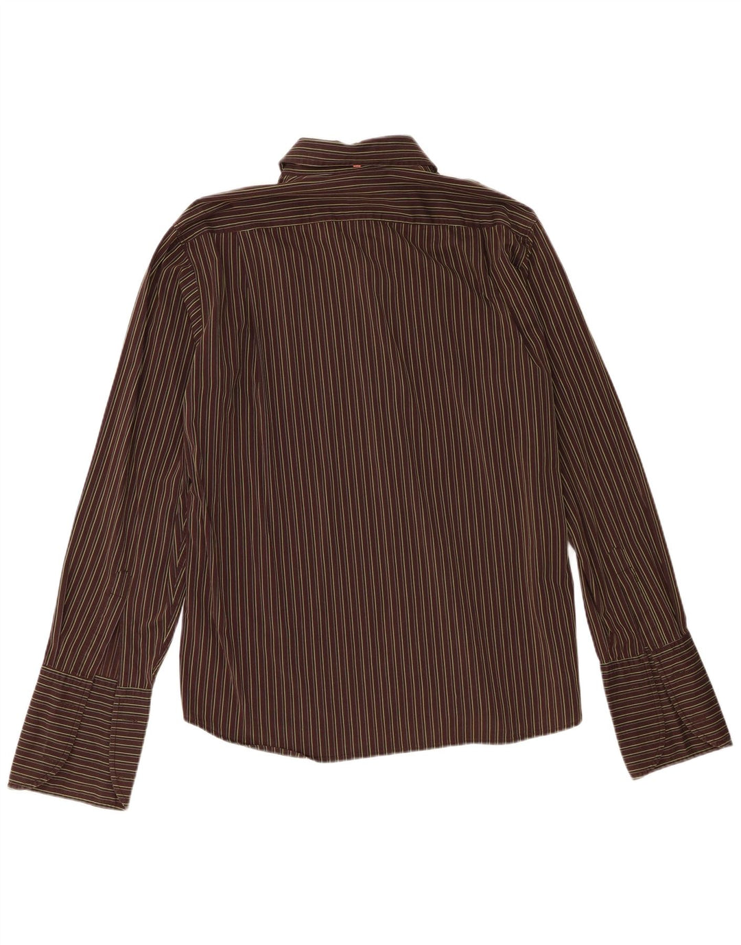 Мужская деловая рубашка Hugo Boss XL из хлопка в коричневую полоску