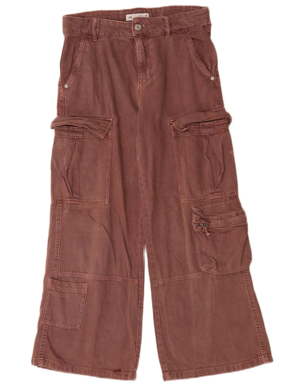 Zara Широкие брюки карго для девочек 13-14 лет W30 L26 Коричневые