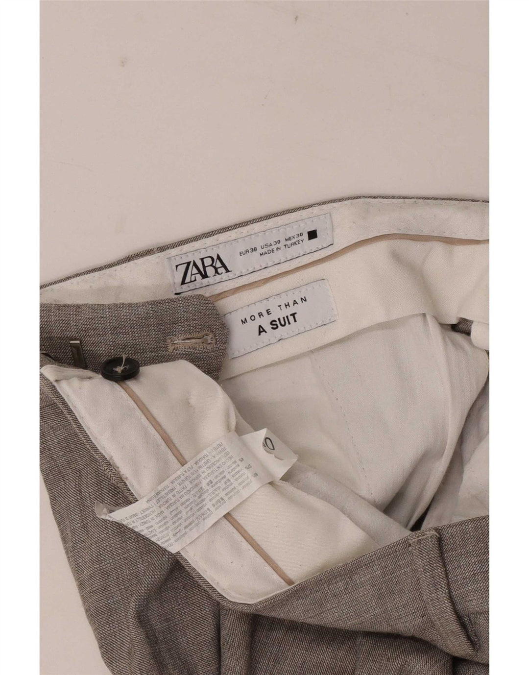 Мужские прямые костюмные брюки Zara EU 38, маленькие W30 L32, серый полиэстер
