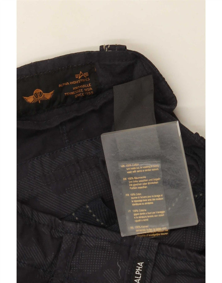 Мужские шорты-карго Alpha Industries W31, средние, темно-синие, камуфляжный хлопок