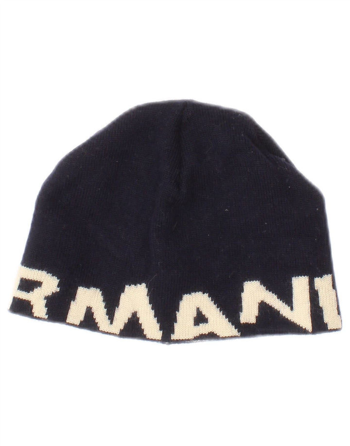 Вязаная шапка-бини для мальчиков Armani Junior, один размер, темно-синяя, с цветными блоками