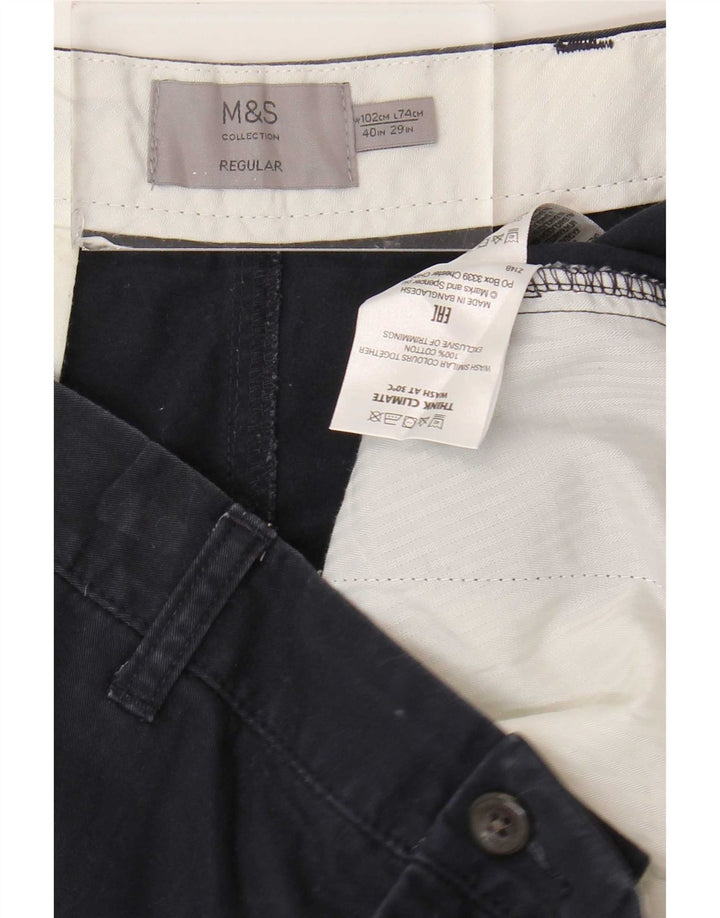 Мужские брюки-чиносы Marks & Spencer стандартного размера W40 L29 темно-синие, хлопковые