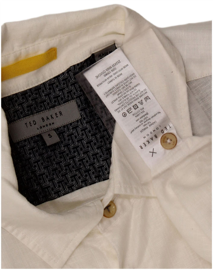Мужская рубашка с коротким рукавом TED BAKER, размер 5 XL, белая льняная ткань