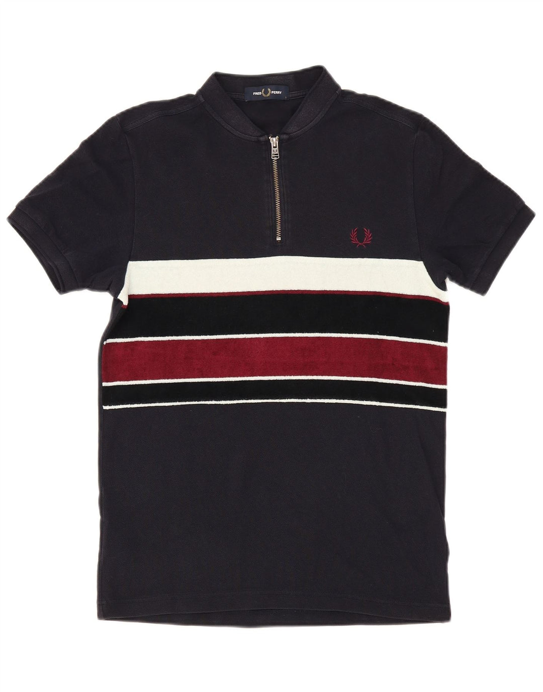 Мужская рубашка-поло Fred Perry, маленькая, темно-синяя, хлопковая с цветными блоками