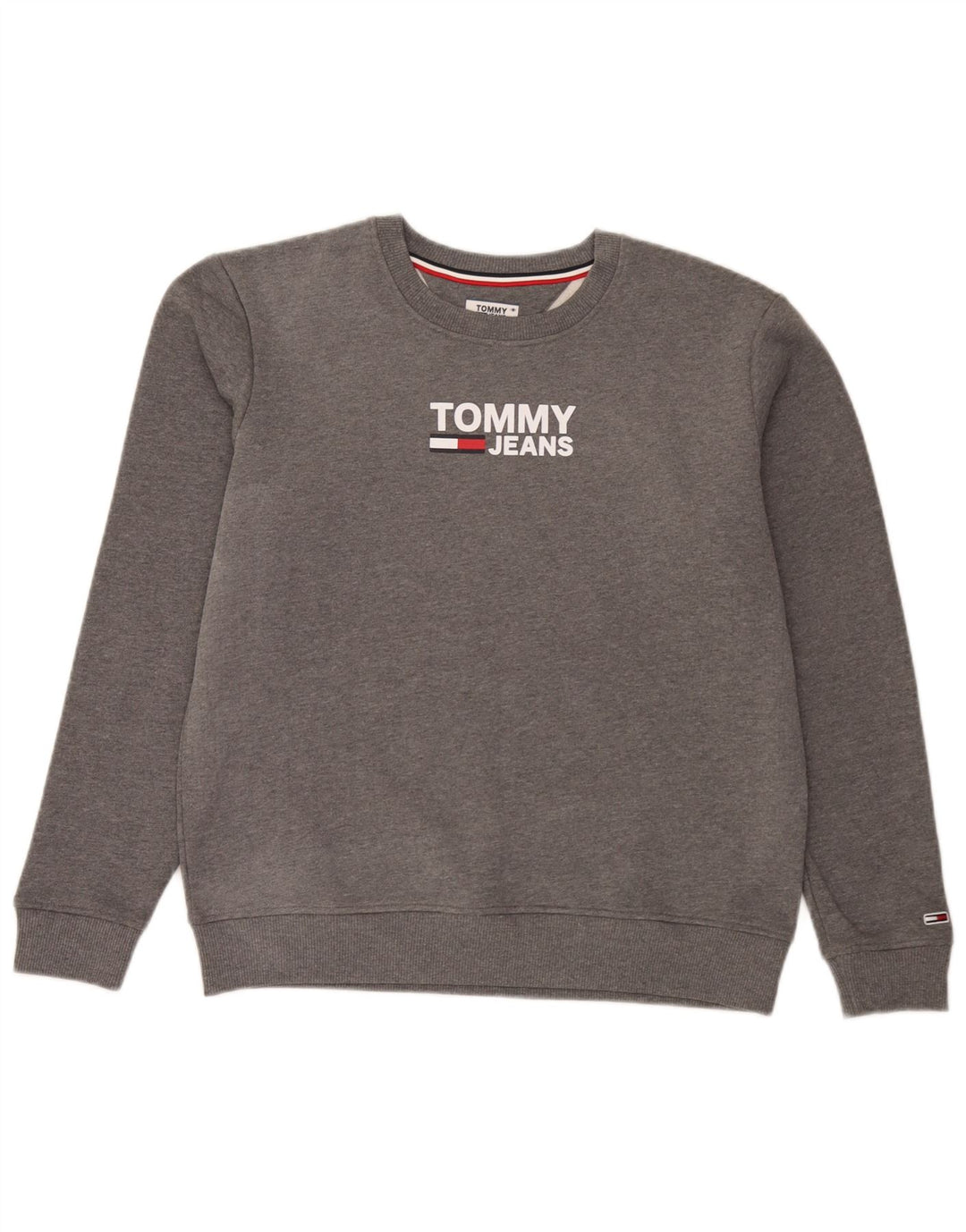Мужской свитшот с рисунком Tommy Hilfiger, большой серый хлопковый джемпер