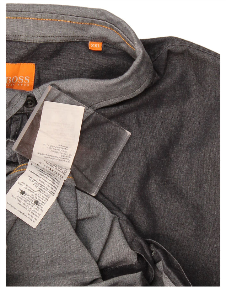Мужская рубашка Hugo Boss 2XL серая, хлопок