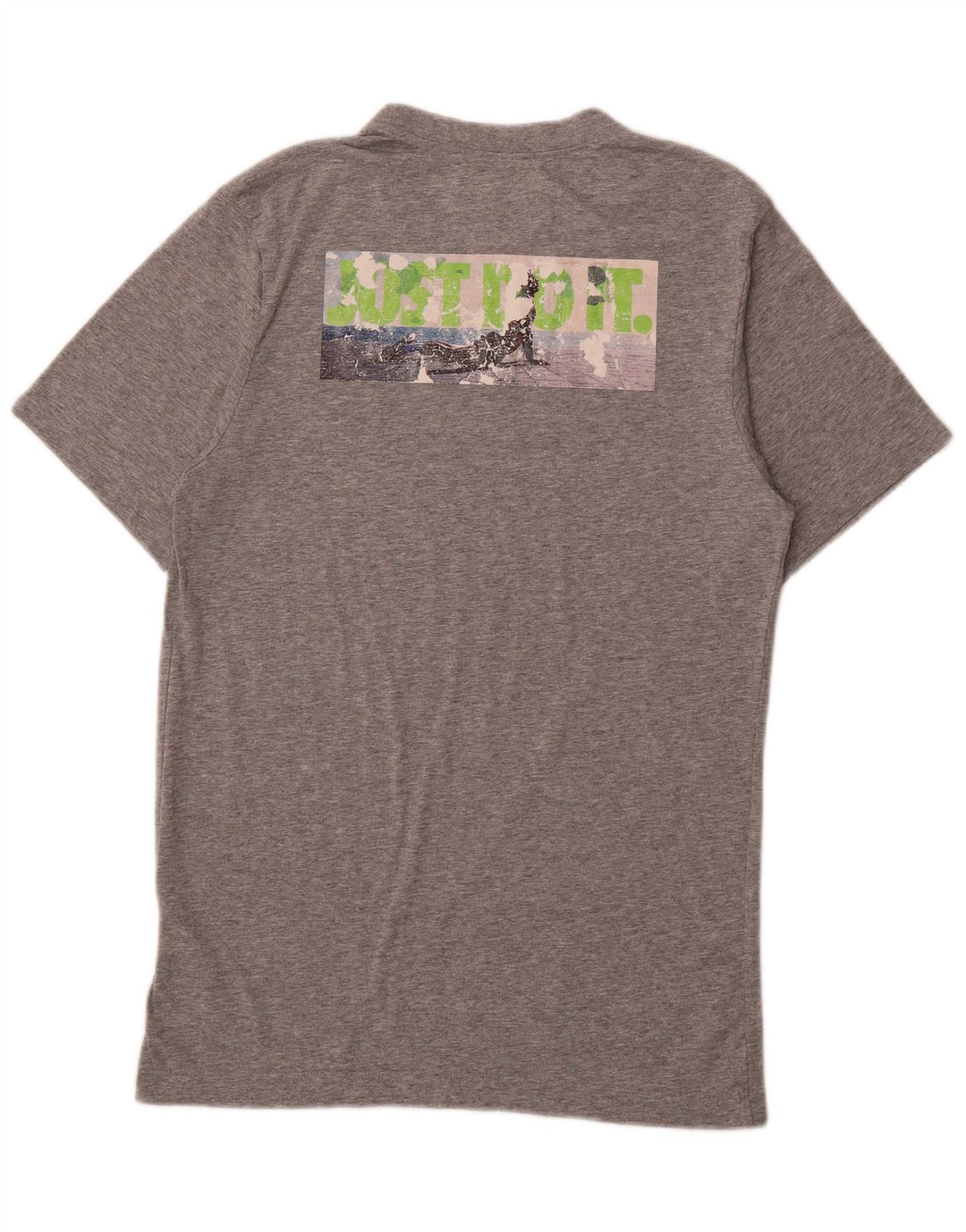 NIKE Mens Dri Fit Graphic T-Shirt Top Small Grey Polyester