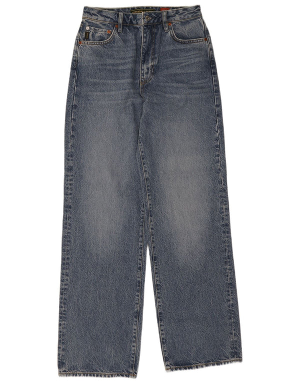 Женские широкие джинсы с высокой талией Superdry W28 L32, синий хлопок