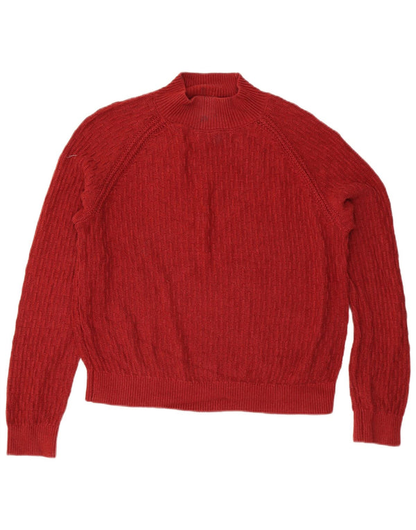 Женский джемпер свободного кроя с высоким воротником для толстого лица, свитер UK 12, средний красный цвет