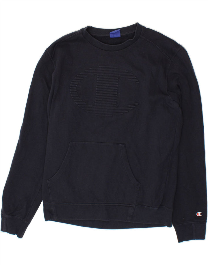 CHAMPION Mens Graphic Sweatshirt Jumper Medium Navy Blue Cotton Vintage Champion and Second-Hand Champion from Messina Hembry 