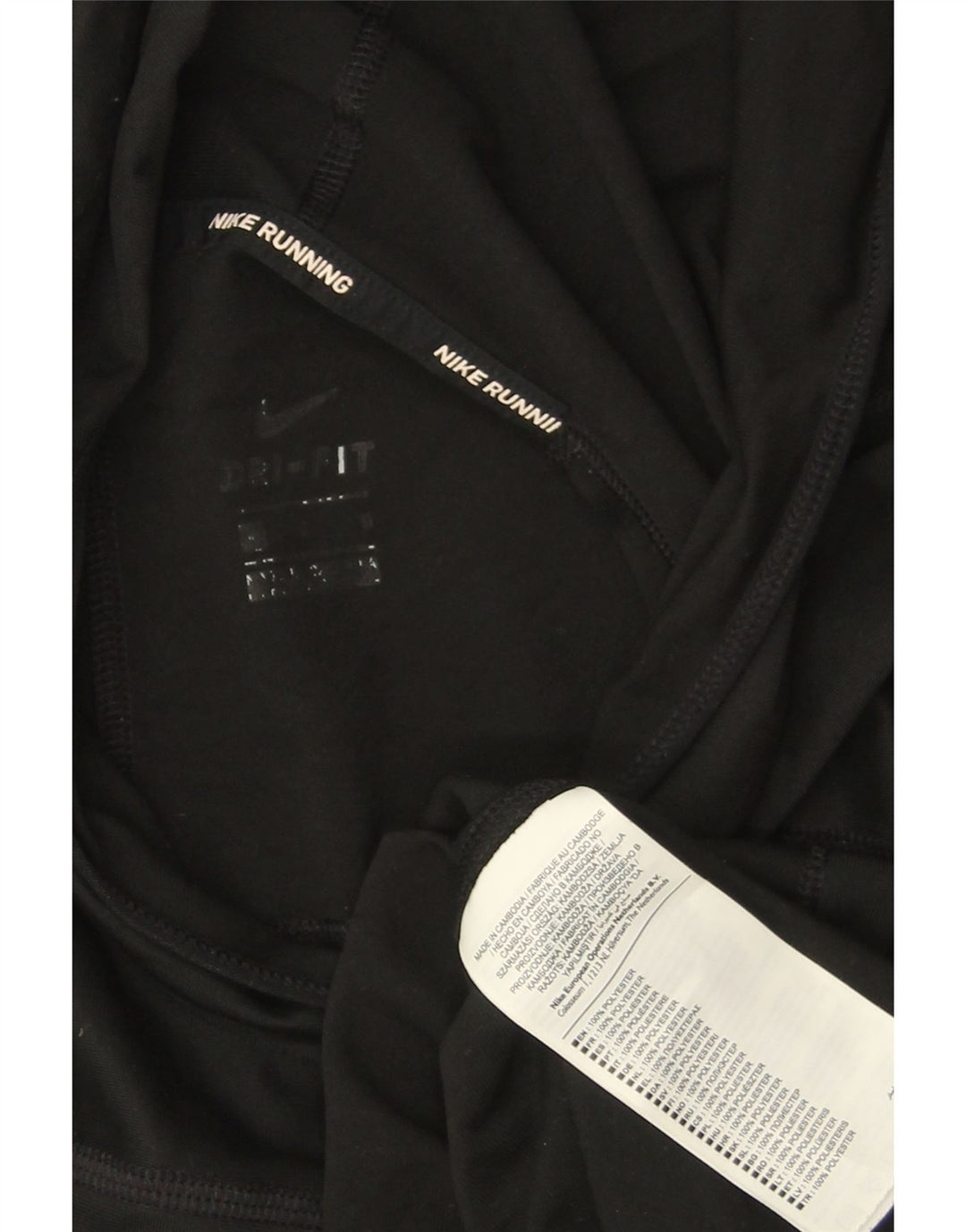 Женский укороченный худи с рисунком для бега Nike UK 14, средний черный полиэстер