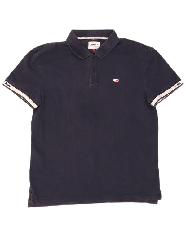 Мужская рубашка-поло Tommy Hilfiger, темно-синяя, хлопковая с цветными блоками