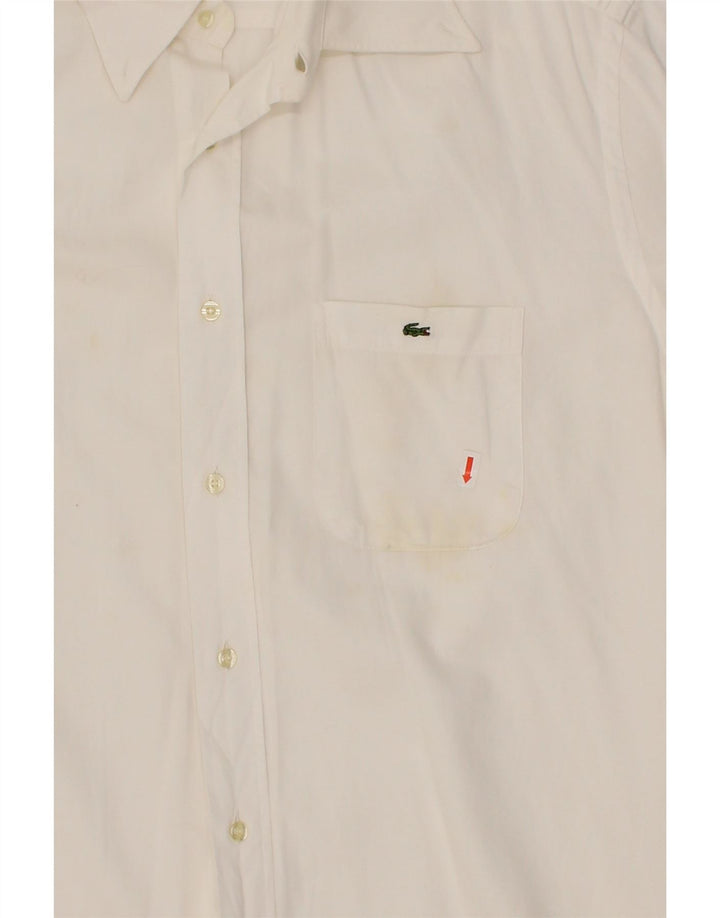 LACOSTE Mens Short Sleeve Shirt Size 43 Large White Cotton Vintage Lacoste and Second-Hand Lacoste from Messina Hembry 