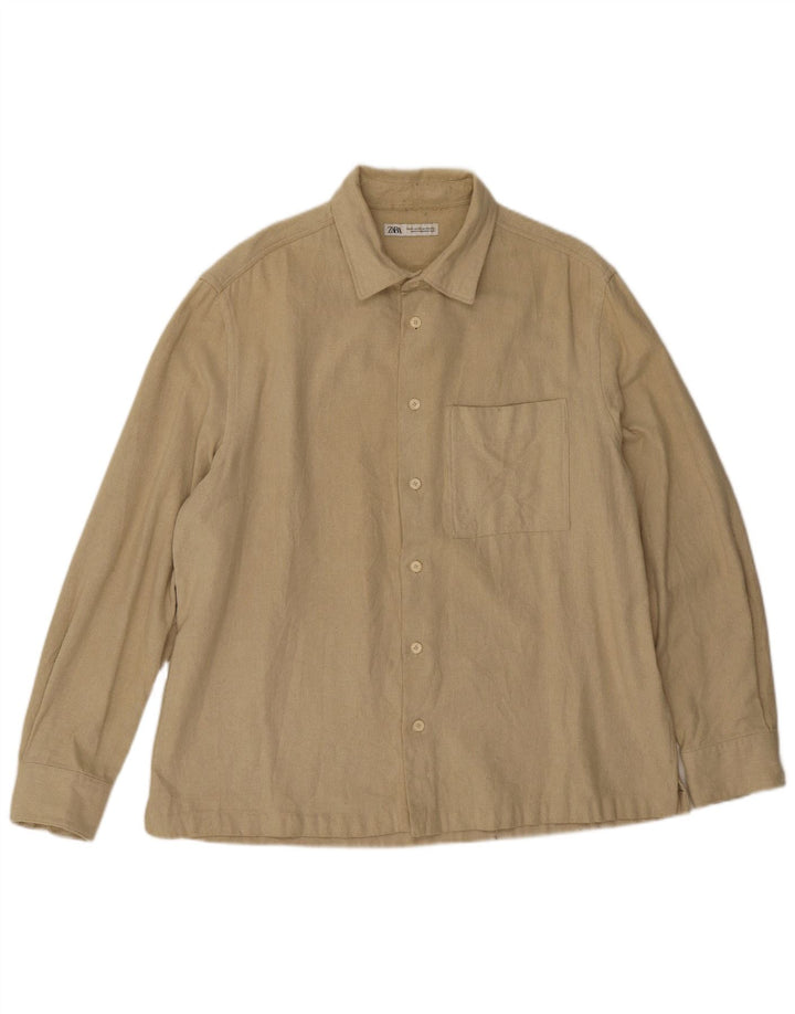 Мужская рубашка Zara XL бежевая