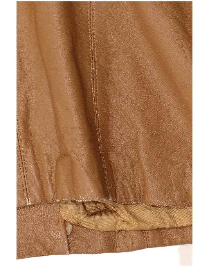 Винтажная женская кожаная куртка IT 48 XL Бежевая кожа