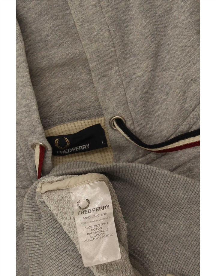 Мужской свитер с капюшоном на молнии Fred Perry, большой серый хлопок