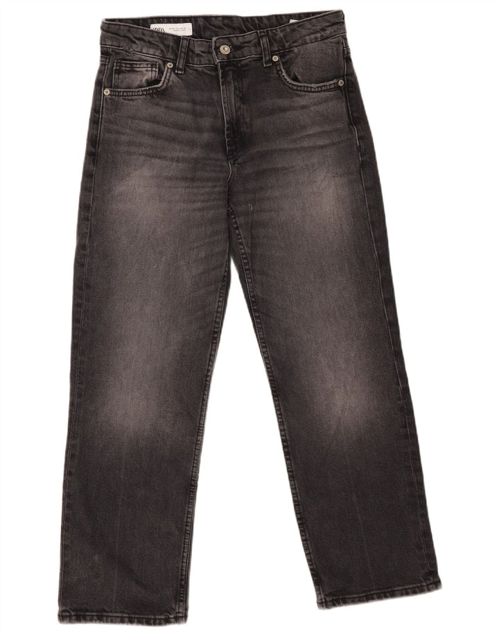 Женские укороченные джинсы ZARA EU 38, маленькие W28 L25, серые, хлопок