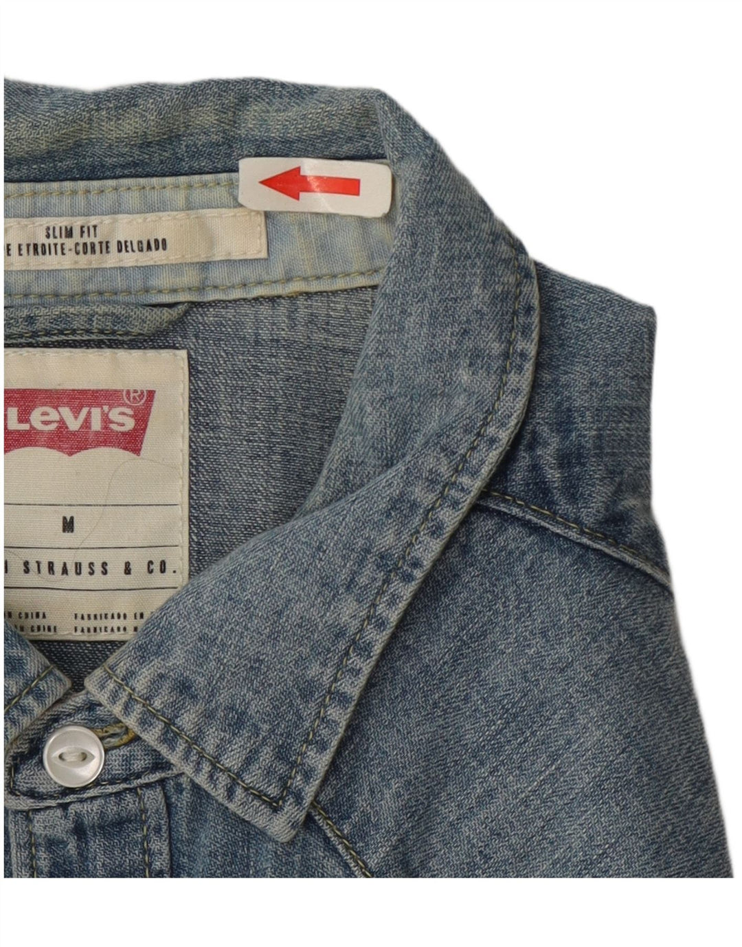 Мужская джинсовая рубашка приталенного кроя Levi's, хлопок среднего синего цвета