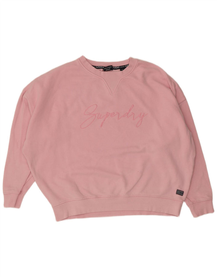 Женский джемпер большого размера с рисунком Superdry UK 14, большой розовый