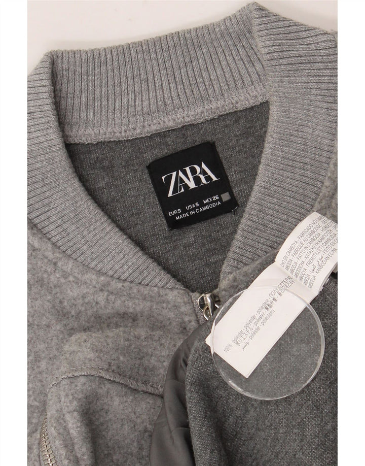 Женский укороченный бомбер Zara Oversized UK 10, маленький серый полиэстер