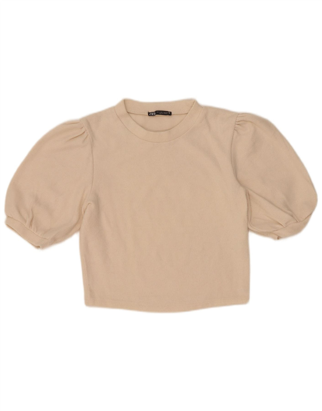 Женская укороченная блузка Zara UK 10, маленький размер, бежевый хлопок