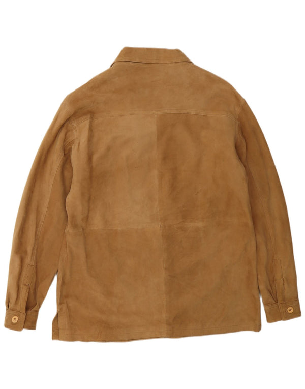 ВИНТАЖНАЯ женская замшевая куртка свободного кроя UK 18 XL коричневая кожа