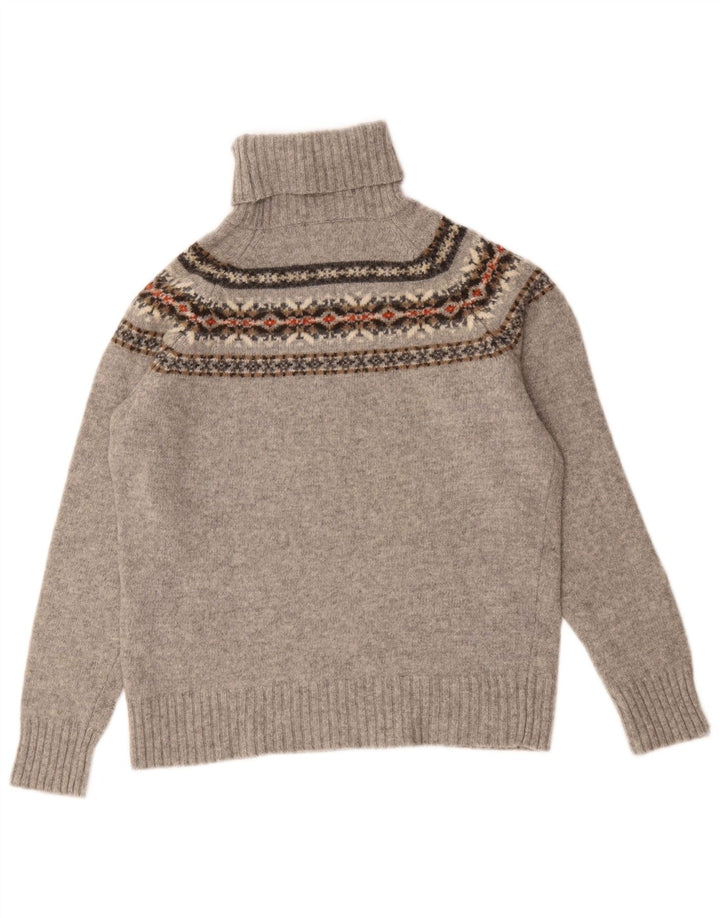 Женский джемпер с высоким воротником Zara UK 14, средний серый цвет Fair Isle