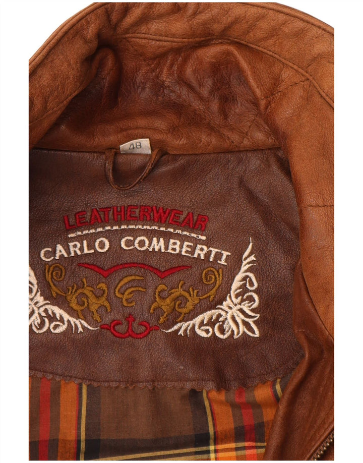 CARLO COMBERTI Мужская кожаная куртка IT 48 Medium Brown Leather