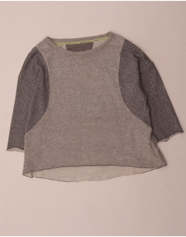 CALVIN KLEIN Женский топ с длинным рукавом UK 18 XL Серый с цветными блоками