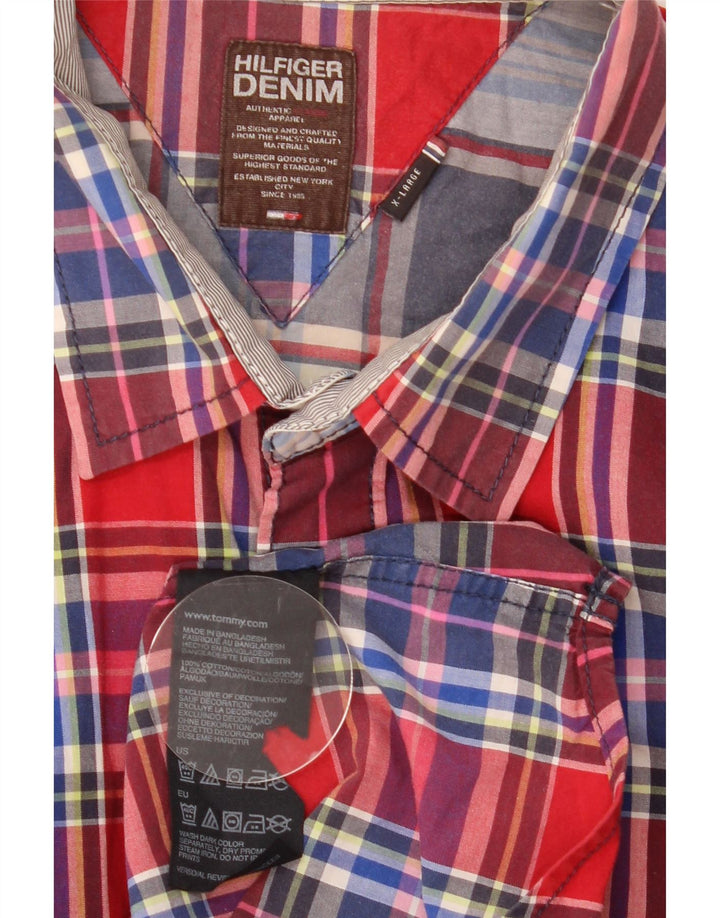 Tommy Hilfiger Мужская рубашка XL в красную клетку из хлопка