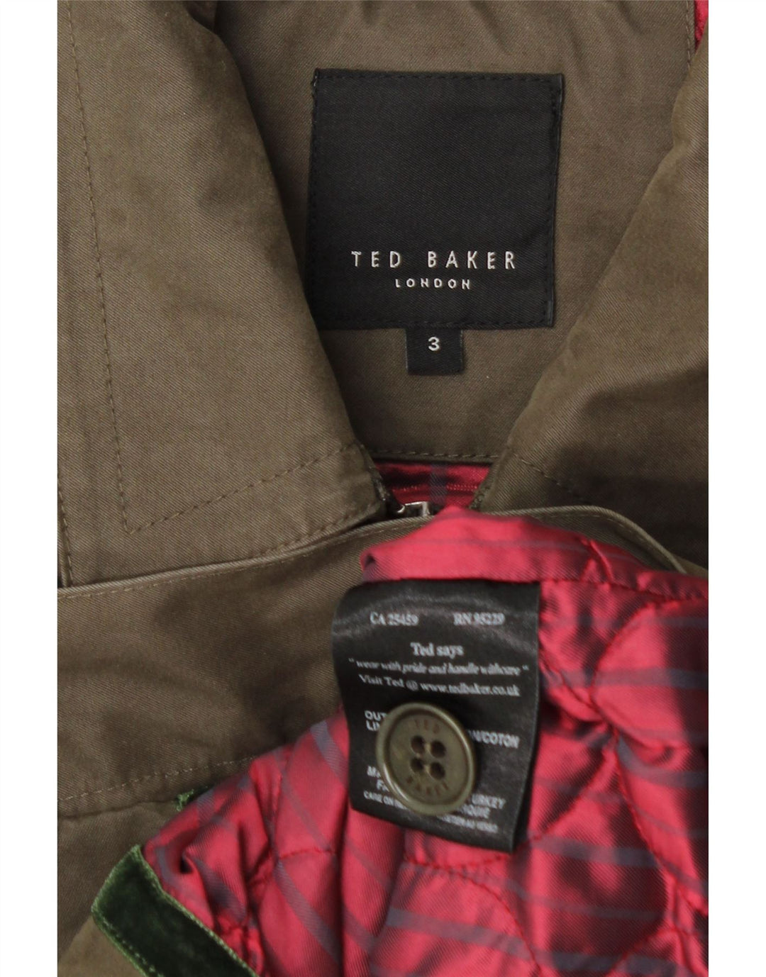 Мужская куртка-бомбер Ted Baker, размер 3, средний цвет хаки, хлопок