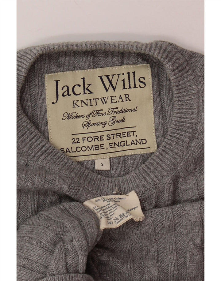 Мужской джемпер с круглым вырезом JACK WILLS, маленький серый хлопковый свитер