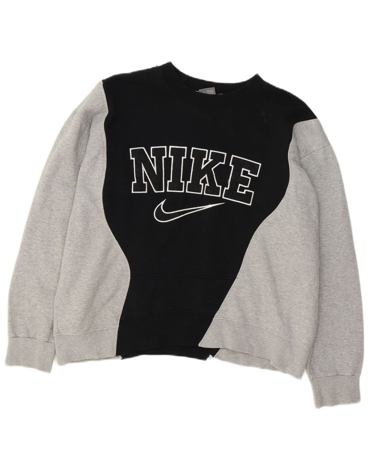 Женский джемпер с графическим рисунком Nike UK 14, средний черный, цветной блок