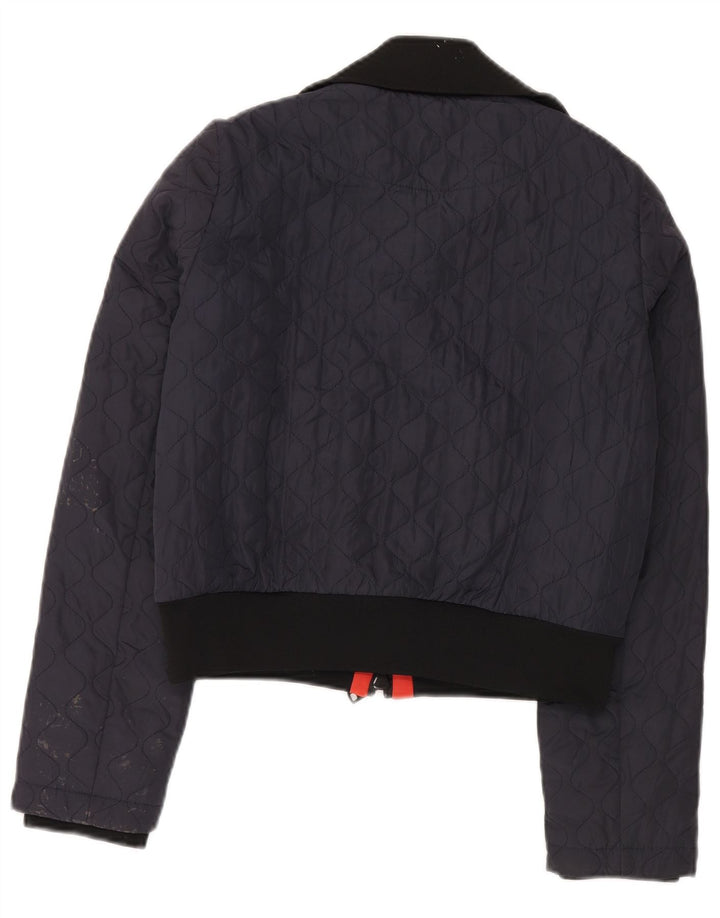 Женская укороченная стеганая куртка Zara UK 10, маленькая, темно-синяя