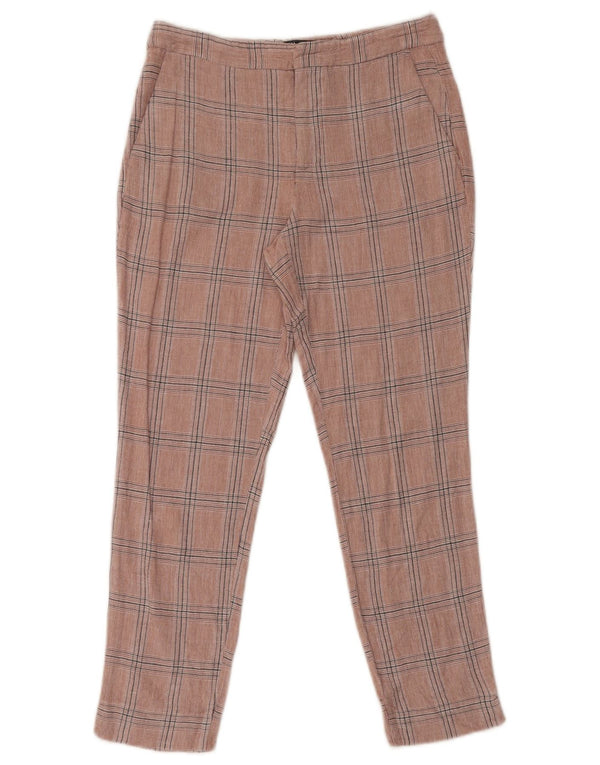 Женские узкие укороченные брюки Zara EU 34 2XS W24 L24 в розовую клетку из вискозы