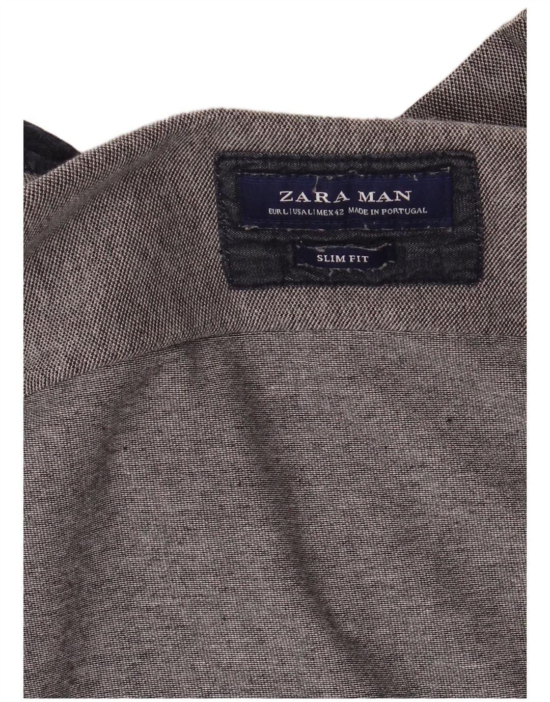 Мужская рубашка узкого кроя с коротким рукавом Zara, большая серая