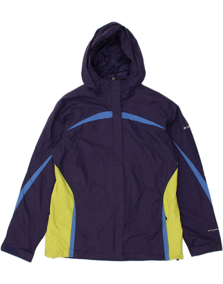 COLUMBIA Womens Omni-Shield Rain Jacket UK 16 Large Navy Blue Colourblock Vintage Columbia and Second-Hand Columbia from Messina Hembry 