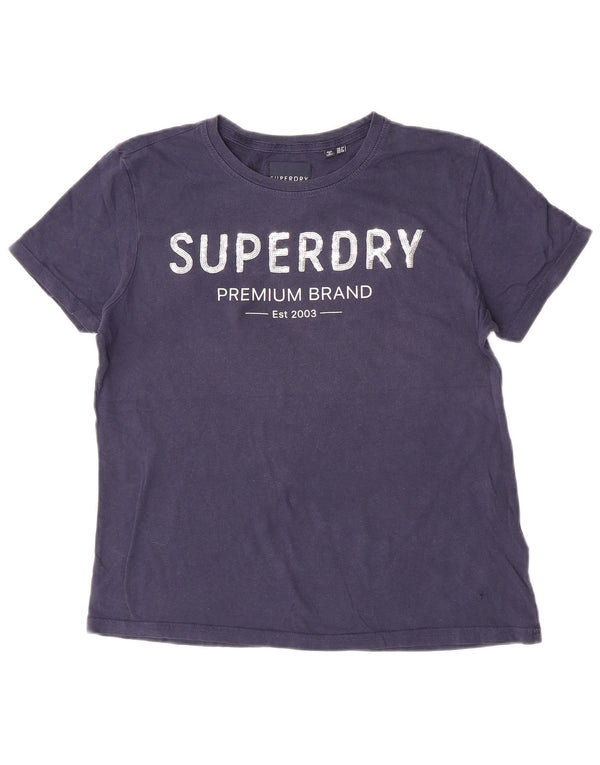 Женская футболка с рисунком Superdry Top UK 12, средний темно-синий хлопок