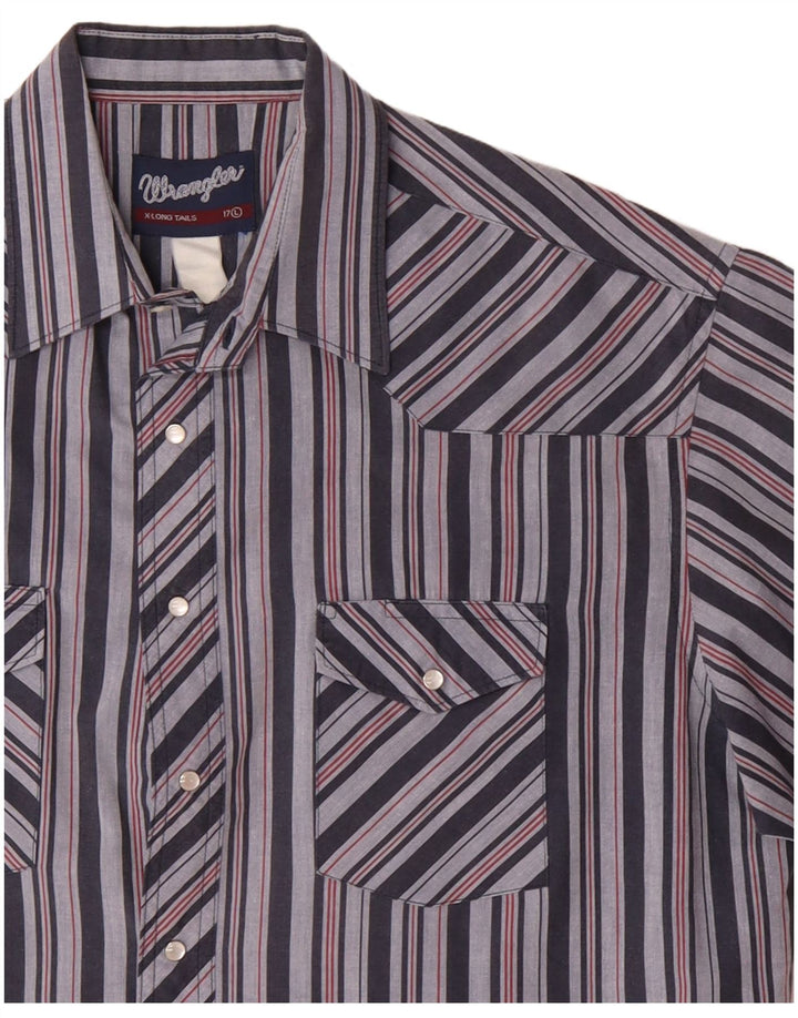 Мужская рубашка с коротким рукавом Wrangler, размер 17 XL, синяя полоска