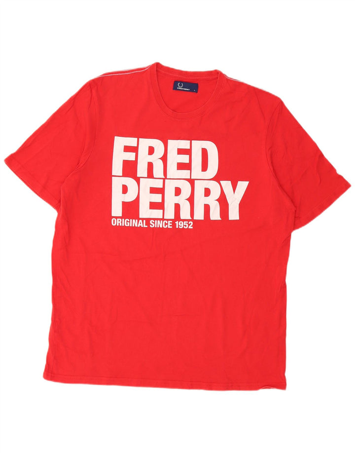 Мужская футболка с рисунком Fred Perry, большой красный хлопок
