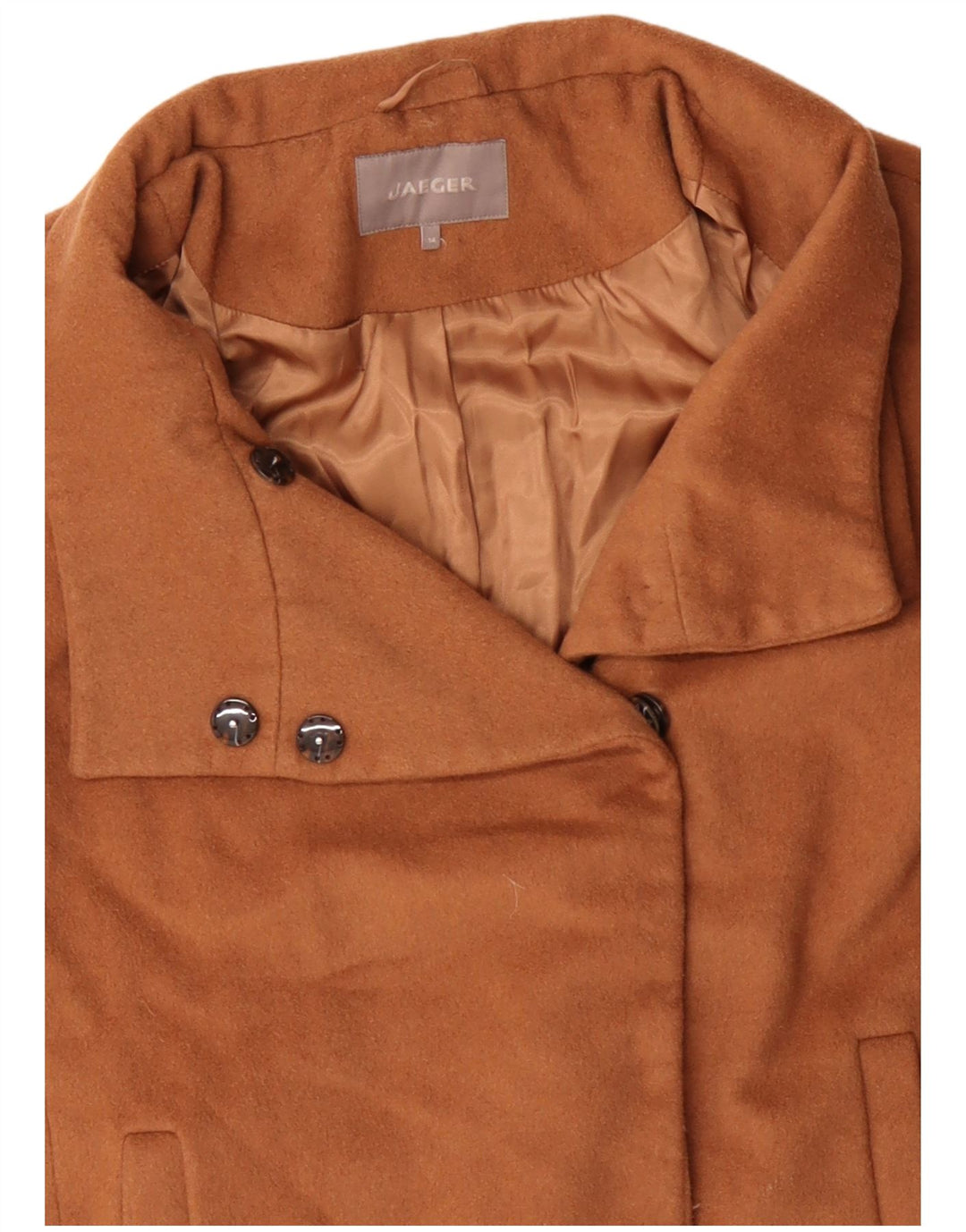 Женское пальто свободного кроя Jaeger UK 14, средний коричневый цвет, шерсть