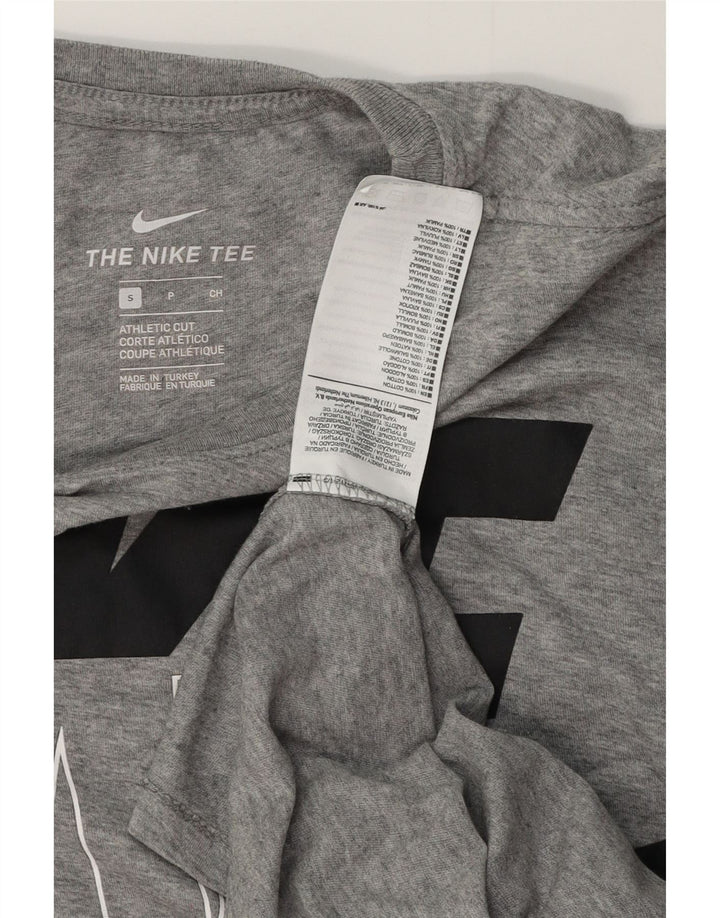 Мужская футболка с рисунком NIKE Athletic Fit, маленький серый хлопковый топ